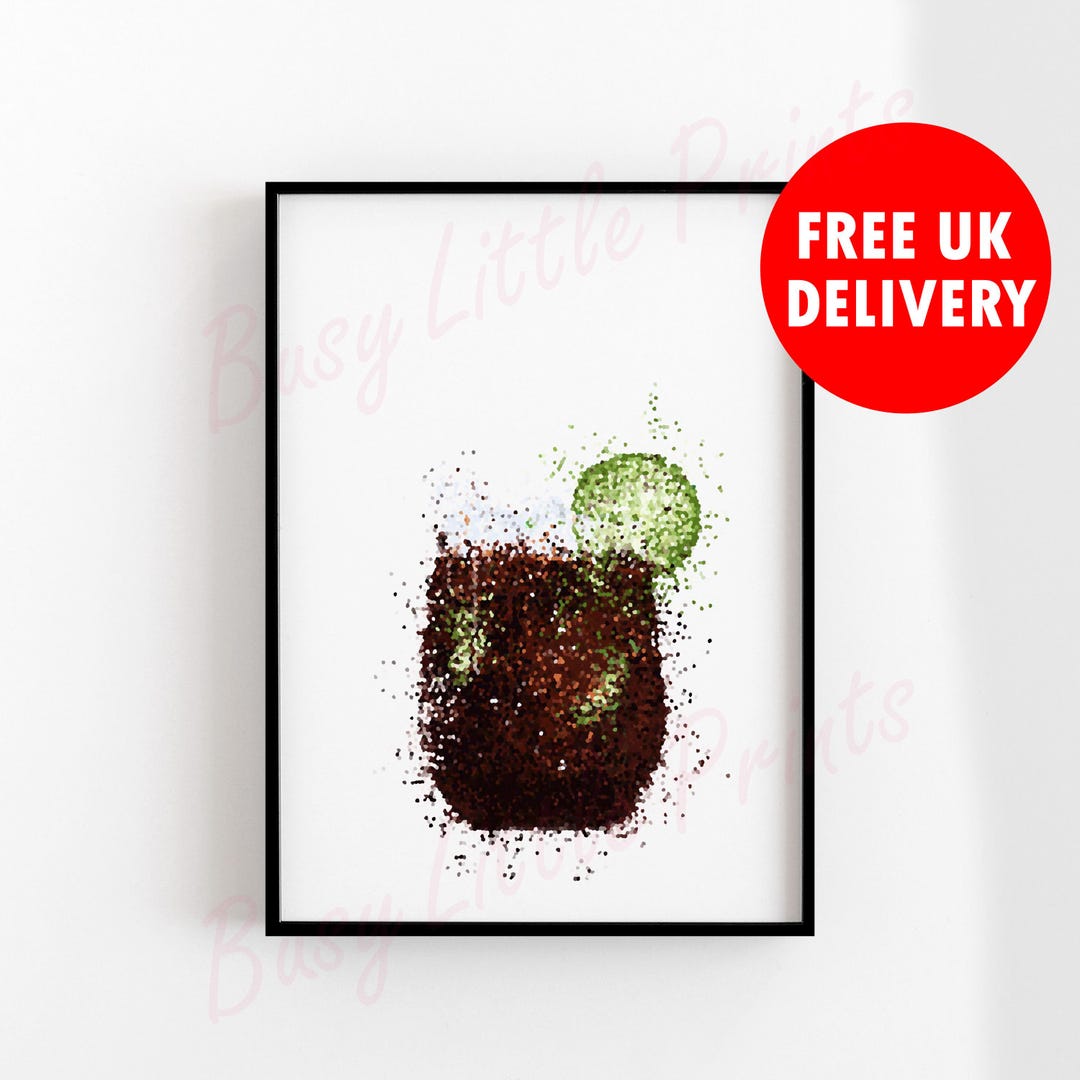 Rum & Coke Cocktail Print: Splatter Style Bar Art - Etsy UK