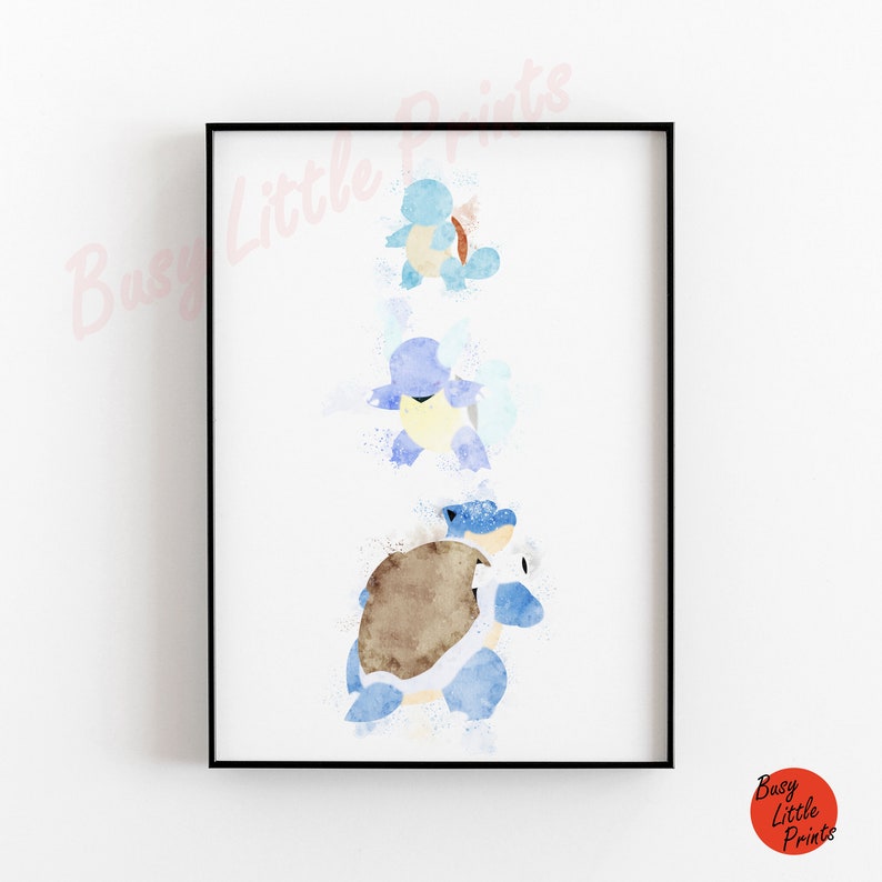 Pokemon SQUIRTLE EVOLUTION Watercolour Digital Download Art Print - Etsy