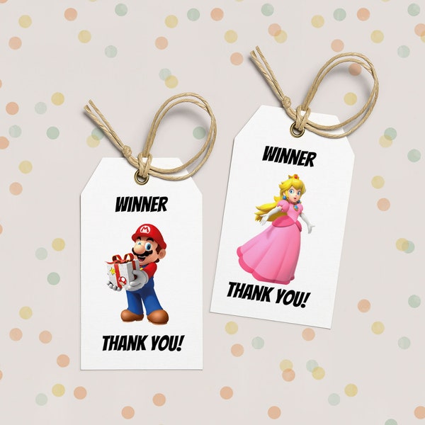 Super Mario Thank You Tags - Mario and Luigi Party Favor Tags - Canva Template - Super Mario Bros. Gift Labels - Mario Party Favors for Kids