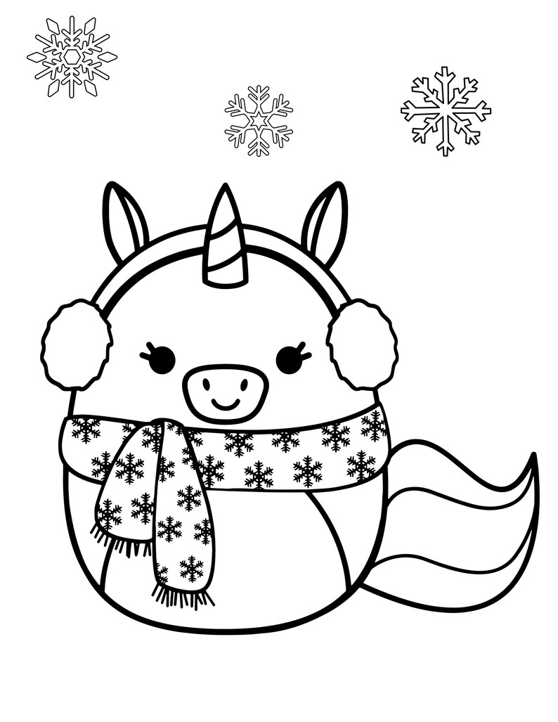 Squishmallow Christmas Coloring Sheets Canva Template Kids' Holiday Colouring Pages Christmas ...