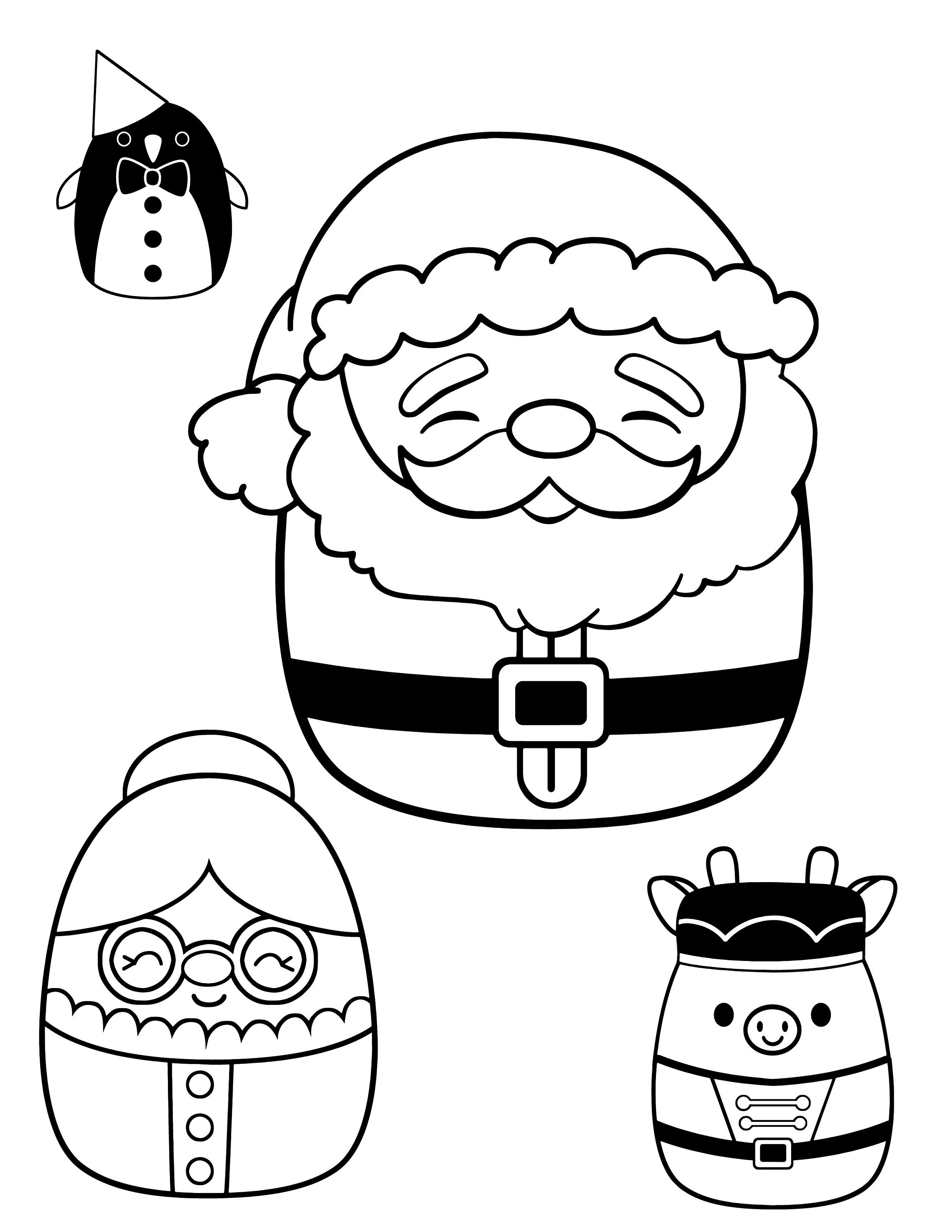 Squishmallow Christmas Coloring Sheets Canva Template Kids' Holiday