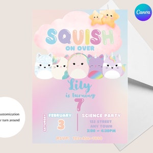 Squishmallow Invitation - Canva Template - Squishmallow Party - Kids Party Invitation - Squishmallow Birthday - Squishy - Squishy invite