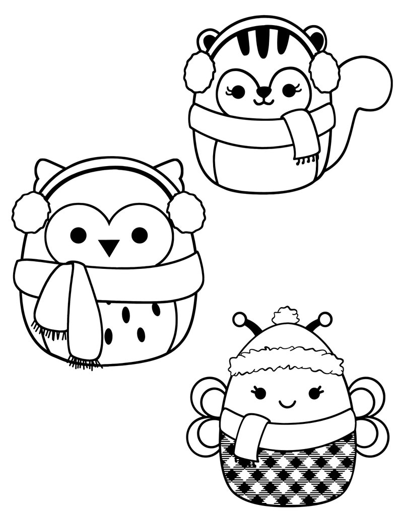 Squishmallow Christmas Coloring Sheets Canva Template Kids' Holiday ...