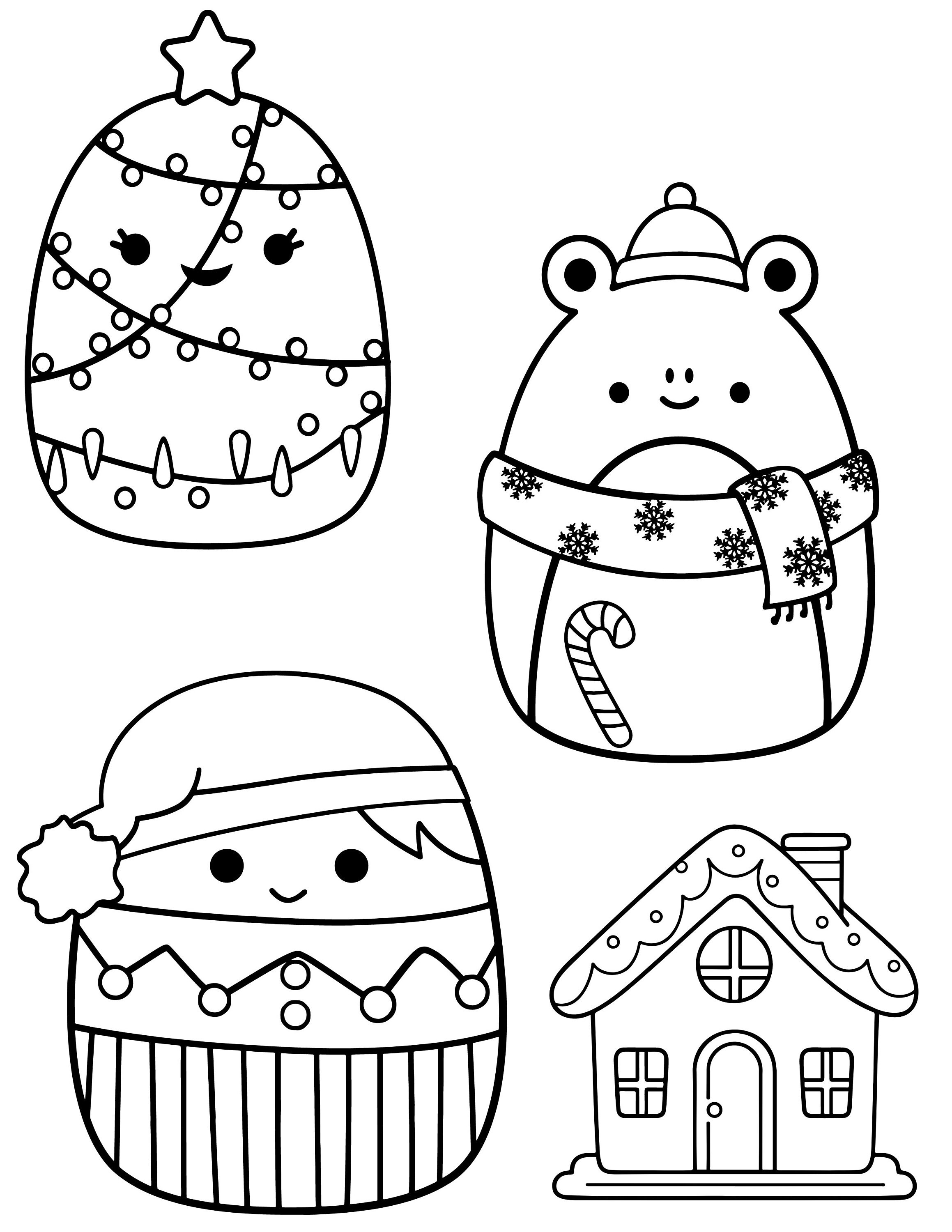 Squishmallow Christmas Coloring Sheets Canva Template Kids' Holiday