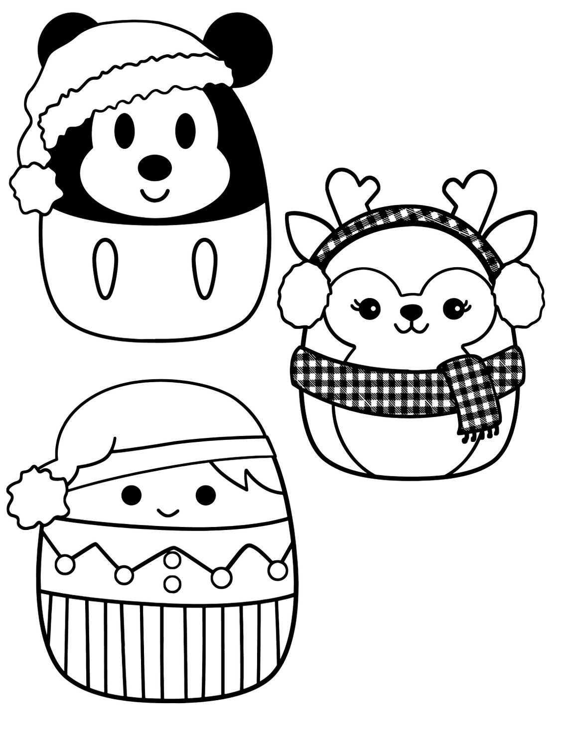 Squishmallow Christmas Coloring Sheets Canva Template Kids' Holiday Colouring Pages Christmas ...