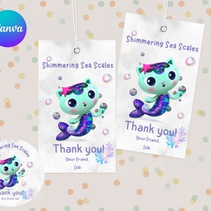 Gabby's Dollhouse Thank You Tags - Canva Template - Gabby's Dollhouse Theme Printable Tags - Gabby's Dollhouse Party Favors Template