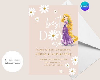 Rapunzel Tangled Birthday Invitation - Digital Download - Customizable - Canva Template - Rapunzel Printable - Rapunzel Birthday