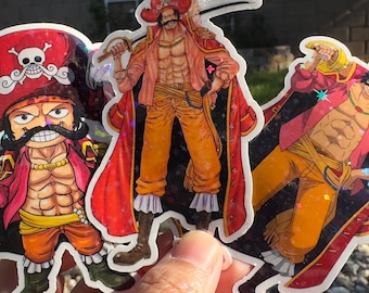 Gol D. Roger Anime Art- One Piece Sticker Glossy/Holographic Water Resistant - One Piece Gol D. Roger