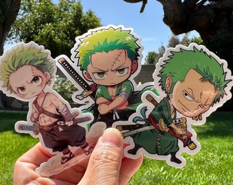 Roronoa Zoro Anime Art- One Piece Sticker Glossy/Holographic Water Resistant - One Piece Zoro