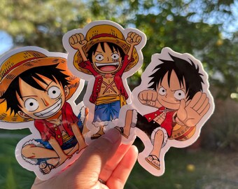 Assorted Munkey D Lufy Anime Art- 1 Piece Sticker Glossy/Holographic Water Resistant - 1 Piece Munkey Lufy.