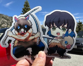 Inosuke Hashibira Anime Art-Demon Slayer Sticker Glossy/Holographic Water Resistant - Demon Slayer Inosuke, Inosuke Chibi