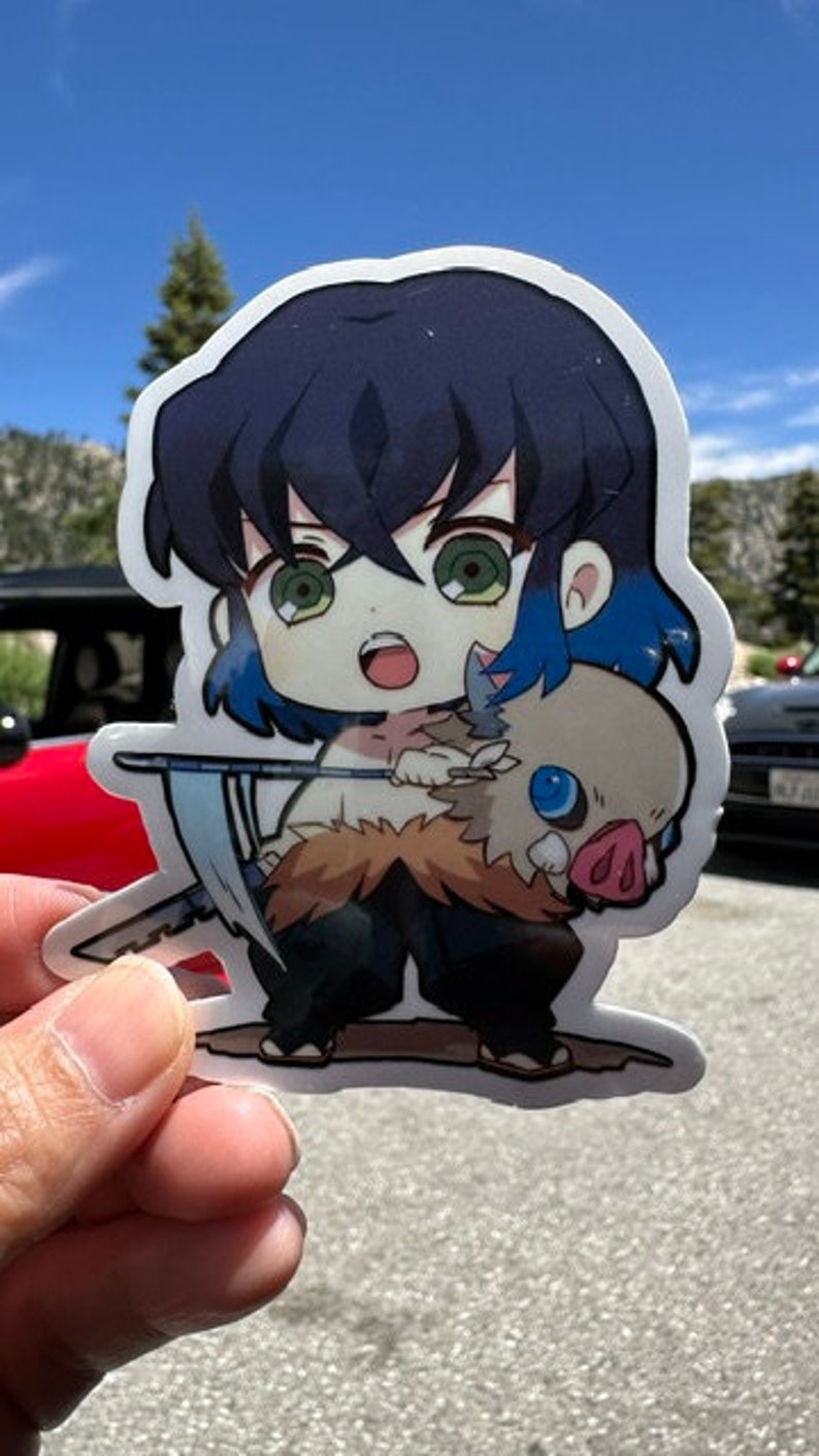 B Side Label Inosuke Inosuke Hashibira Anime Art-demon Slayer Sticker Glossy/holographic ...