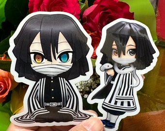 Obanai Iguro Anime Art-Demon Slayer Sticker Glossy/Holographic Water Resistant - Demon Slayer Obanai Iguro, Obanai Iguro Chibi