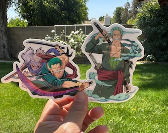 Zoro Anime Art- One Piece Sticker Glossy/Holographic Water Resistant - One Piece Zoro