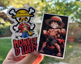 Monkey D Luffy Anime Art- One Piece Sticker Glossy/Holographic Water Resistant - One Piece Monkey D Luffy.