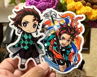Tanjiro Anime Art-Demon Slayer Sticker Glossy/Holographic Water Resistant - Demon Slayer Tanjiro, Tanjiro Chibi