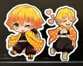 Zenitsu Agatsuma Anime Art-Demon Slayer Sticker Glossy/Holographic Water Resistant - Demon Slayer Zenitsu, Zenitsu Chibi