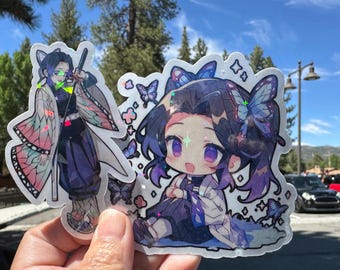 Shinobu Anime Art-Demon Slayer Sticker Glossy/Holographic Water Resistant - Demon Slayer Shinobu, Shinobu Chibi