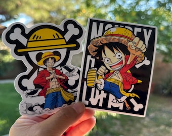 Monkey D Luffy Anime Art- One Piece Sticker Glossy/Holographic Water Resistant - One Piece Monkey D Luffy.