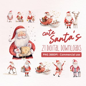 Papai Noel Fofo: Magia de Natal com 21 Ilustrações PNG - Uso Comercial, 300DPI, Descarte de Livro, Papai Noel Fofo, Inverno, Feriado, Festivo