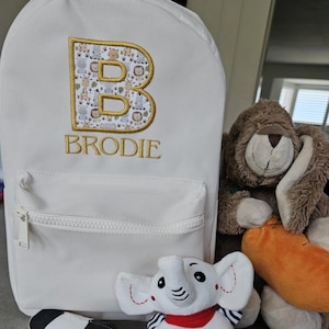 Toddler backpack with name, Embroidered Initial and Name, Back to school Nursery backpack, Safari Jungle Flowers Backpack, Toddler Girls Bag