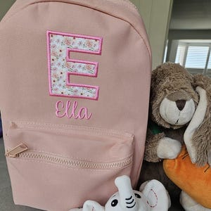 Toddler backpack with name, Embroidered Initial and Name, Back to school Nursery backpack, Floral  Toddler Girls Bag NEW COLOUR