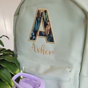 Toddler backpack with name, Embroidered Initial and Name, Back to school Nursery backpack, Safari Jungle Flowers Backpack, Toddler Girls Bag