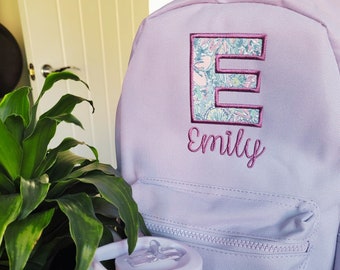 Personalised Toddler backpack, Embroidered Initial and Name, Small Mini Nursery backpack, Flowers Backpack, Toddler Girls Bag
