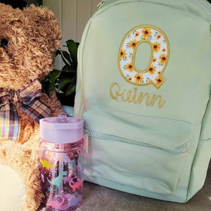 Personalised Toddler backpack, Embroidered Initial and Name, Small Mini Nursery backpack, Flowers Backpack, Toddler Girls Bag