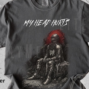 Dark Academia Shirt Medieval Knight Insomnia, Chronic Illness Headache Migraine, ComfortColors Linocut Weirdcore Washed Tee