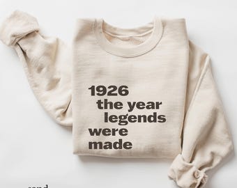 100th birthday sweatshirt gifts, 1926 Shirt grandma seater, 100 birthday favors unisex hoodie,personalized gift,