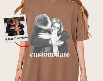 Custom Girlfriend Shirt,Boyfriend Comfort Colors tee, Face Shirt,Bachelorette Surprise,Your Photo and Text Here,