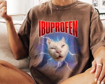 Weird Cat Meme Comfort Colors Shirt – Unhinged Humor, Sarcastic Feline