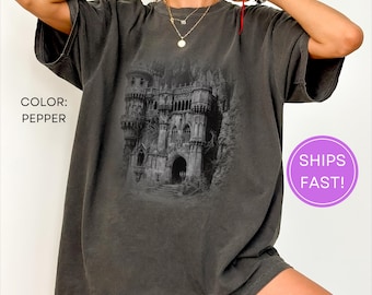 Vintage Gothic Castle Graphic Tee - Dark Academia Shirt