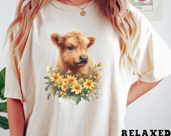 Highland Cow Shirt: Comfort Colors Tee, Farm Animal Gift