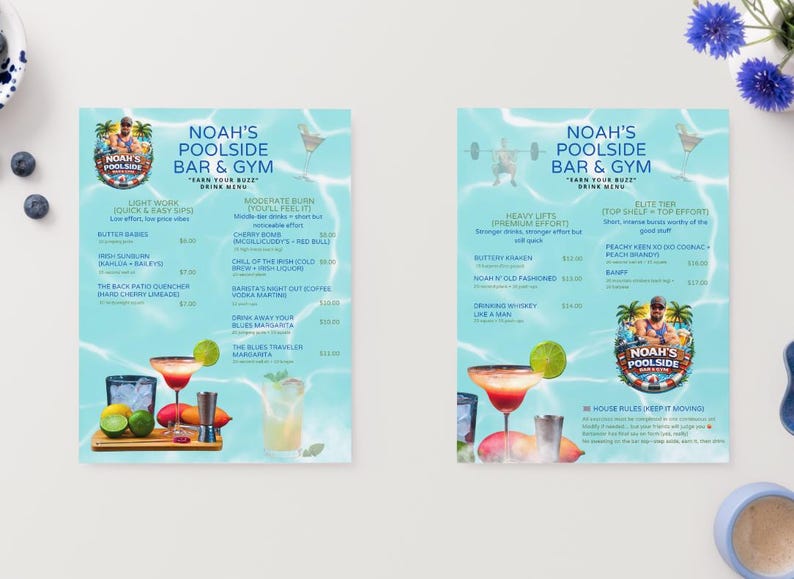 Laminated Printable Menu, Signs, Full Color, Printable Menus, Custom ...