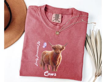 Highland Cow Comfort Colors Shirt: Farm Animal Lover Gift