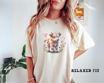 Valentines Highland Cow Shirt, Gifts For Cow Lovers, Comfort Colors Tee