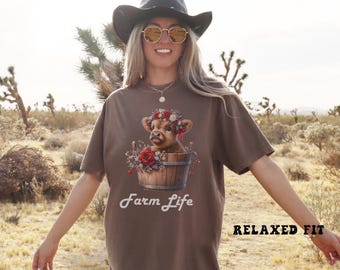 Highland Cow Shirt: Farm Life Comfort Colors Tee