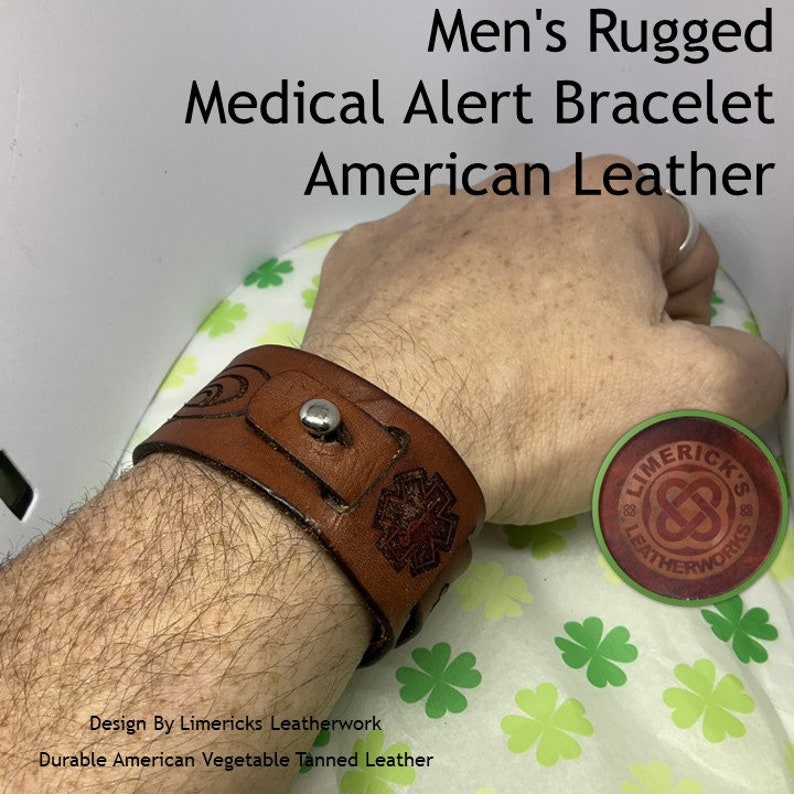 Medical Alert Bracelet for Men, Medical Alert Bracelet Leather Medical