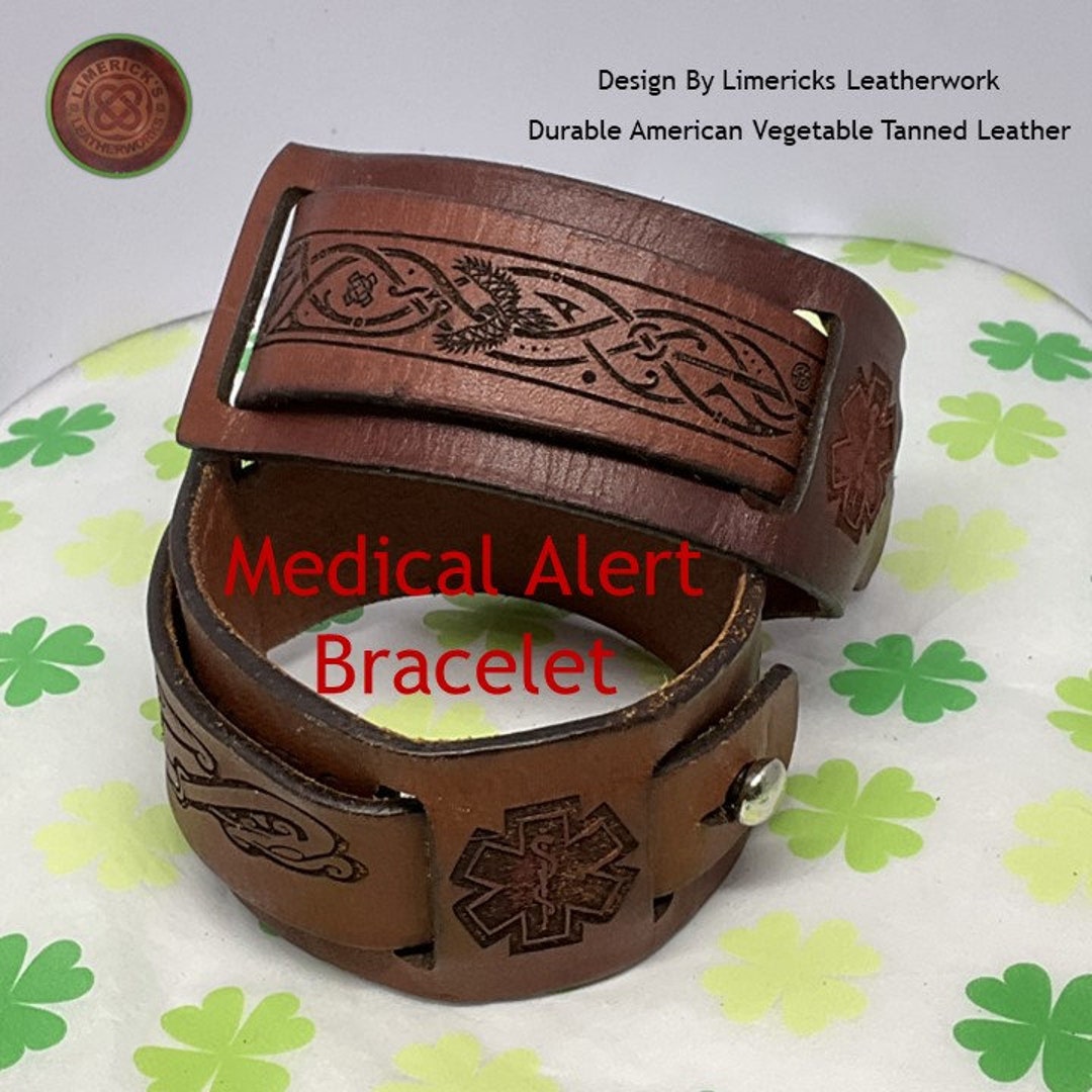 Medical Alert Bracelet for Men, Medical Alert Bracelet Leather Medical