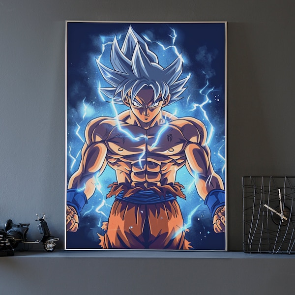 Dragon ball Z poster, ultra instinct goku art. Dbz anime.