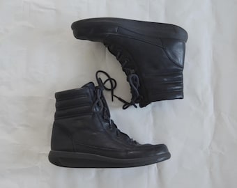 Czarne botki damskie Ecco skórzane buty rozmiar EU 40 Vintage 90s sznurowane