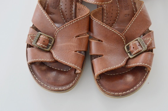 Brown leather sandals Womens wedge heel sandals O… - image 3