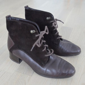 Brown ankle boots womens leather boots Size UK 6 US 8.5 EU 39 Vintage 90s lace up