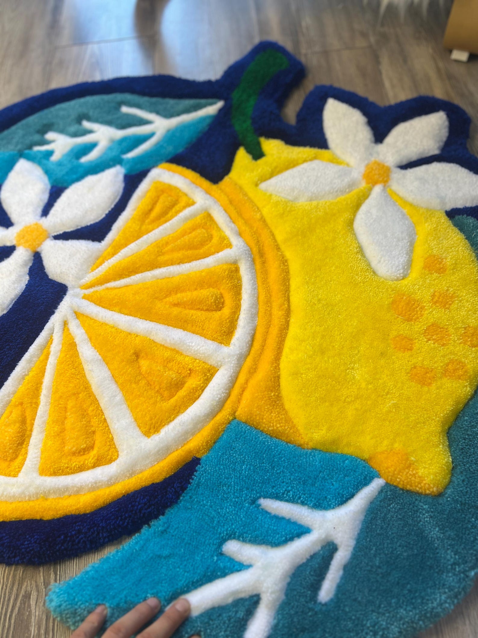 Lemon Tuft Rug, Handmade Tuft Rug, Fruit Rug, Personalized Tuft Rug ...