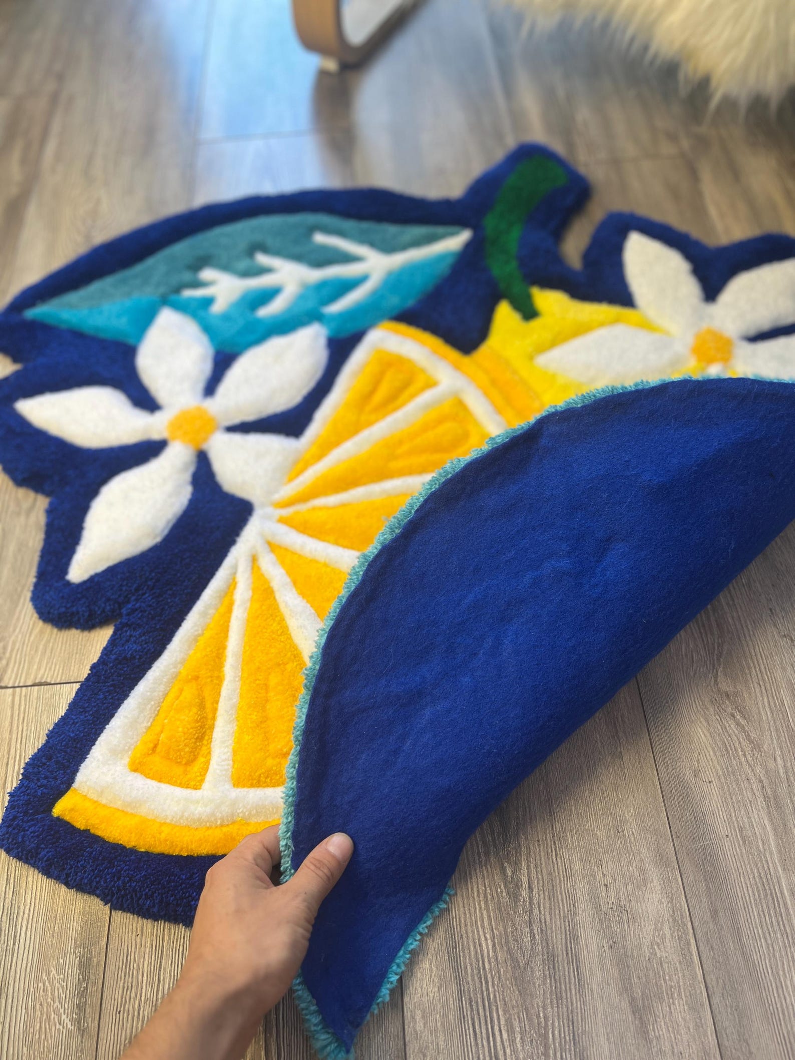 Lemon Tuft Rug, Handmade Tuft Rug, Fruit Rug, Personalized Tuft Rug ...