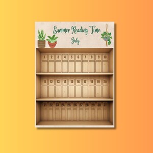Summer Reading Log; Plant and Bookshelf Theme