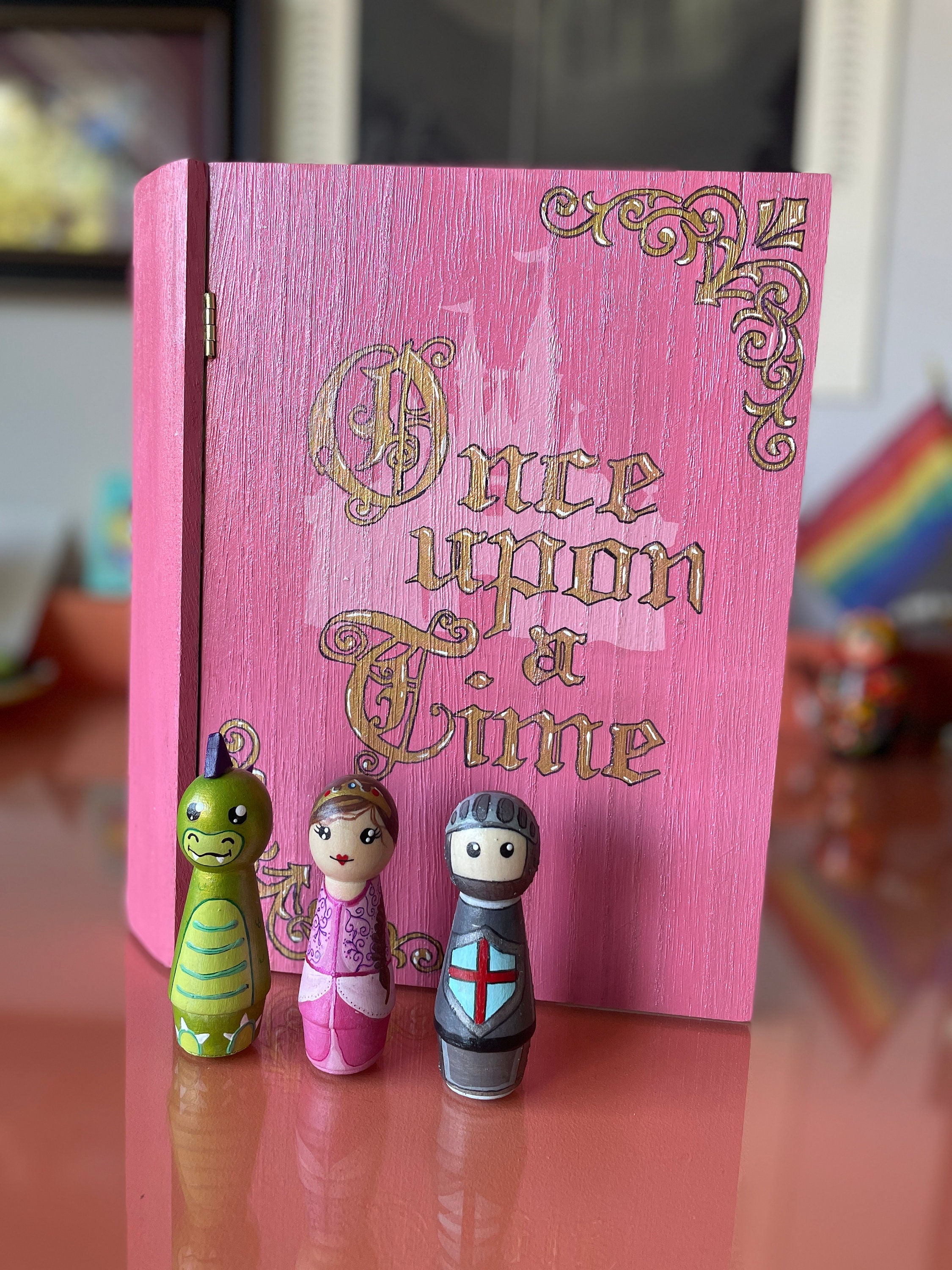 Cinderella Peg Doll Set, Wooden Dolls, Montessori Toys, Creative