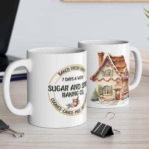 Gingerbread Mug, Cozy Holiday Ceramic Mug, Christmas Mug, Gingerbread Bakery Themed Coffee Mug, Hot Cocoa Mug, Festive Gift Idea, Winter Mug